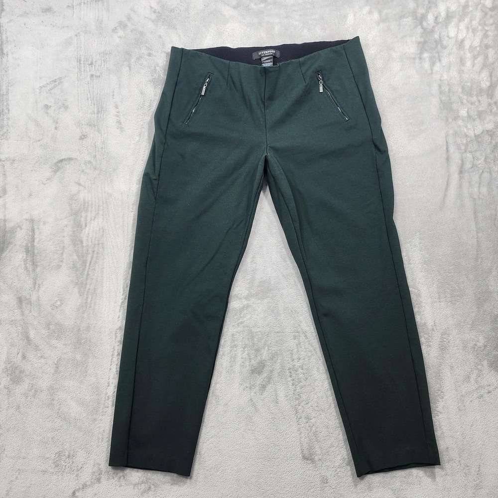 Liverpool Pants Womens 18W Green Ponte Ankle Slim Pull On Zip Pockets Stretch
